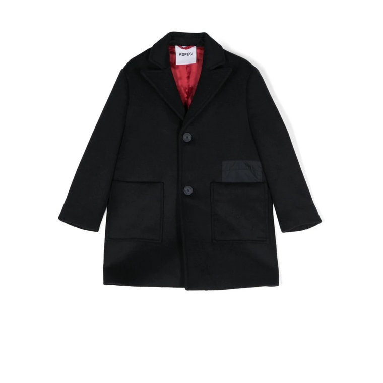 Navy Blue Wool Blend Coat Aspesi