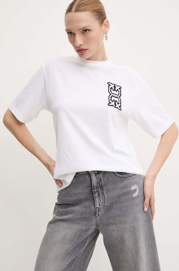 Pinko t-shirt bawełniany damski kolor biały 104043 A23D