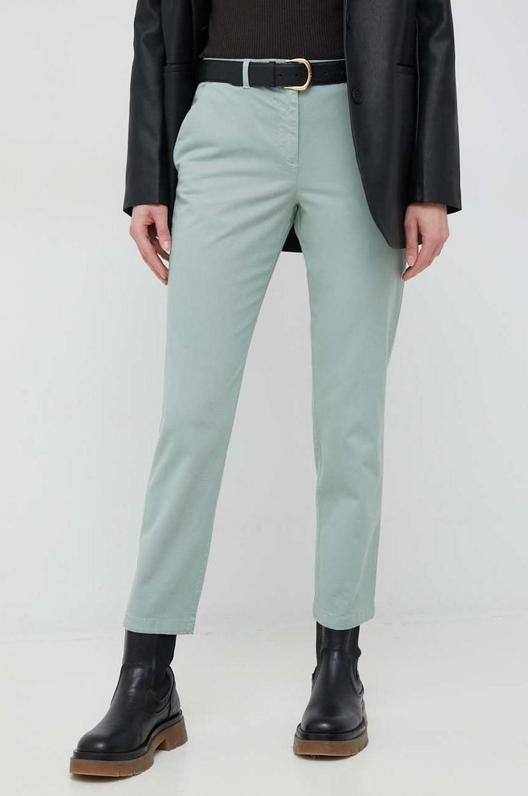 PS Paul Smith spodnie damskie kolor zielony dopasowane high waist
