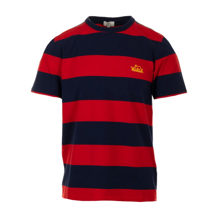 Czerwony T-shirt w Paski i Polo Woolrich