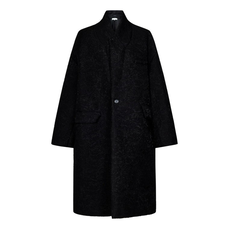 Czarny płaszcz z kwiecistym wzorem Maison Margiela
