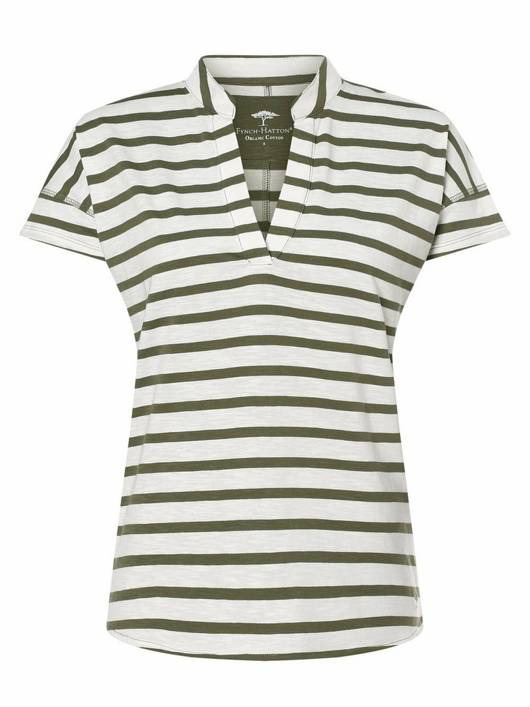 Fynch-Hatton - T-shirt damski, zielony|biały