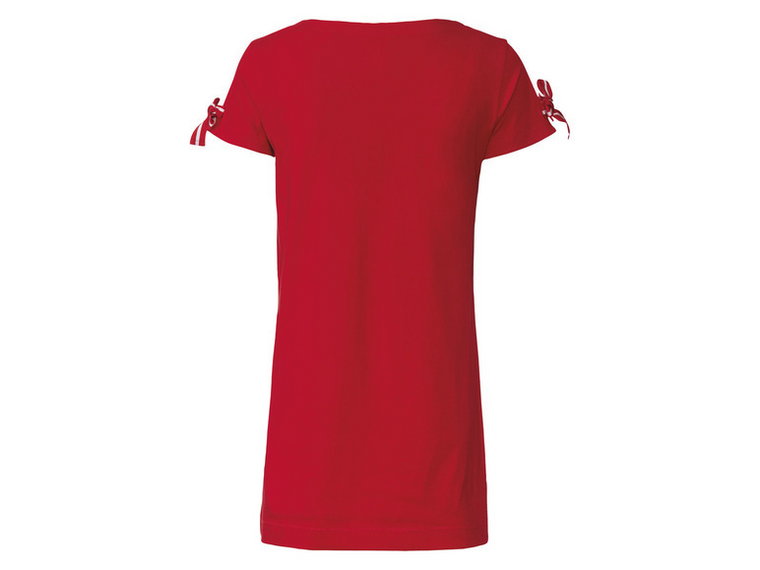 esmara Długa koszulka damska z czystej bawełny, lekko taliowana (XS (32/34), Czerwony)