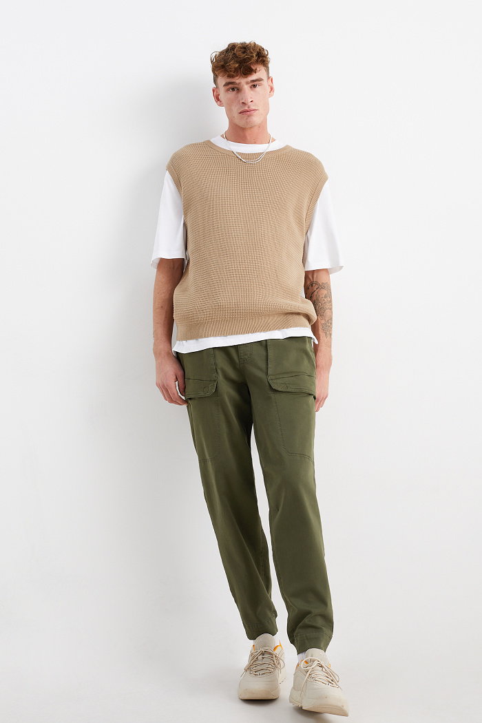 C&A Spodnie bojówki-tapered fit, Zielony, Rozmiar: L