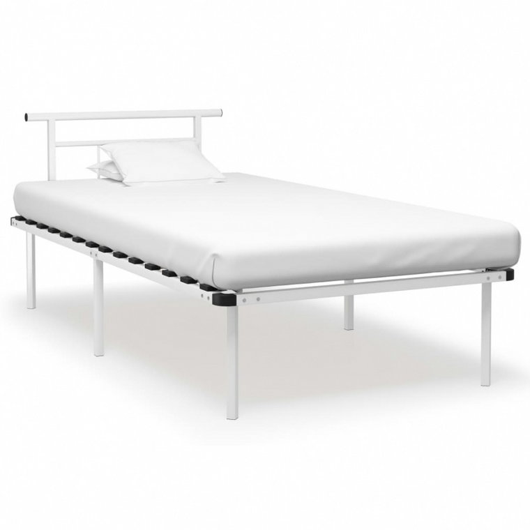 Rama łóżka, biała, metalowa, 100 x 200 cm kod: V-324824