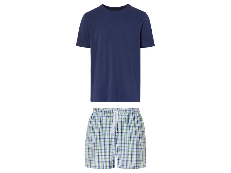 LIVERGY Piżama męska z bawełną (t-shirt + szorty) (XL (56/58), Granatowy)