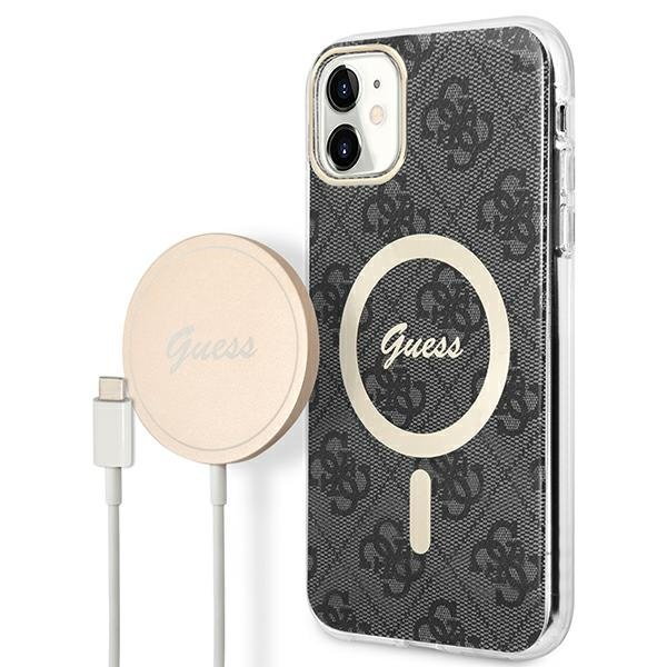 Zestaw Guess GUBPN61H4EACSK Case+Charger iPhone 11 6,1" czarny/black hard case 4G Print MagSafe