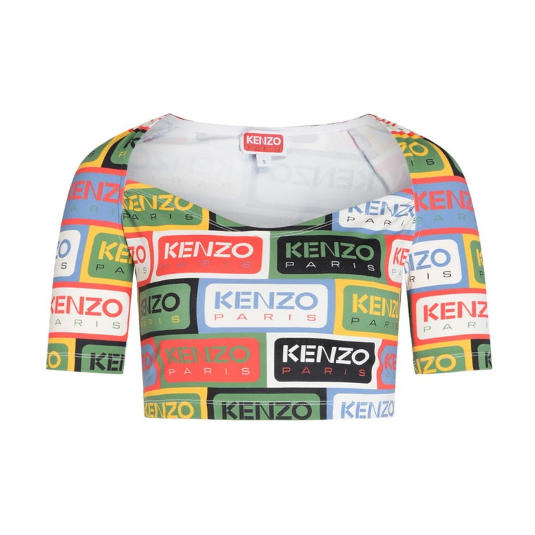 Crop Top z Wielokolorowym Nadrukiem i Kwadratowym Dekoltem Kenzo