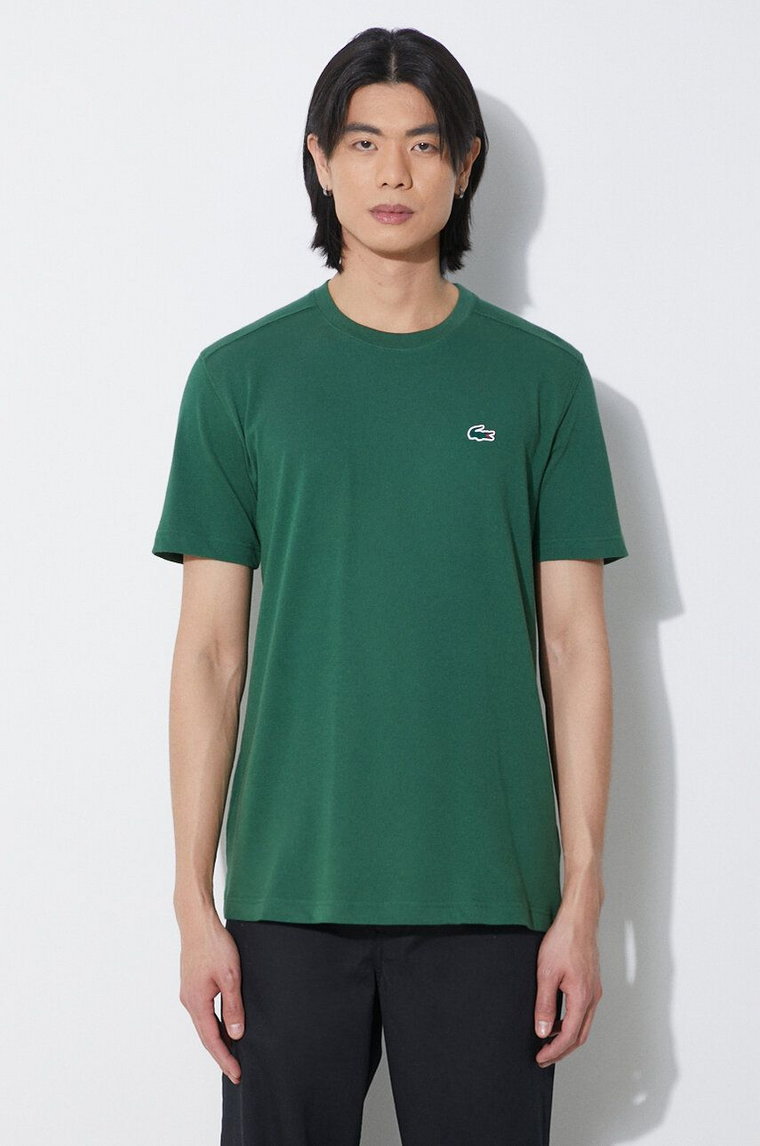 Lacoste t-shirt męski kolor zielony gładki