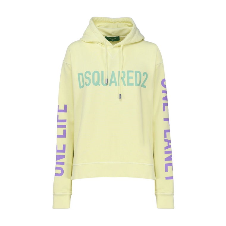 Żółty Bawełniany Sweter z Kapturem Dsquared2