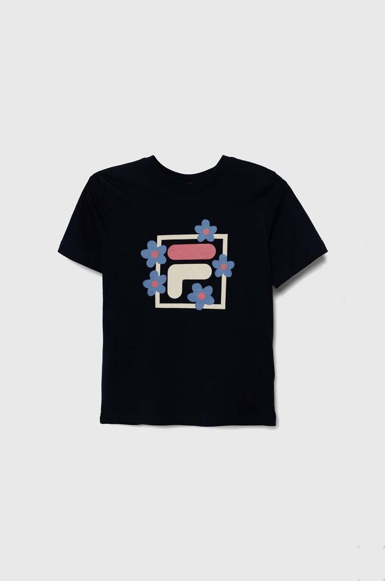Fila t-shirt bawełniany dziecięcy LAMSTEDT kolor granatowy