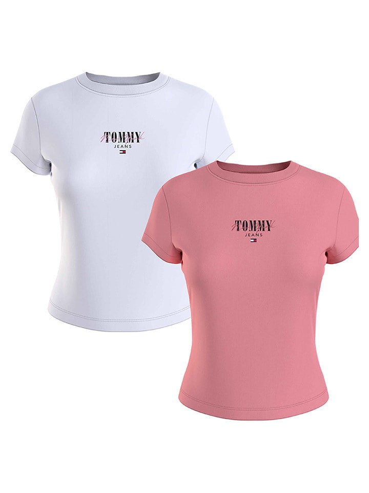 Tommy Hilfiger Koszulki (2 szt.) w kolorze różowym i białym