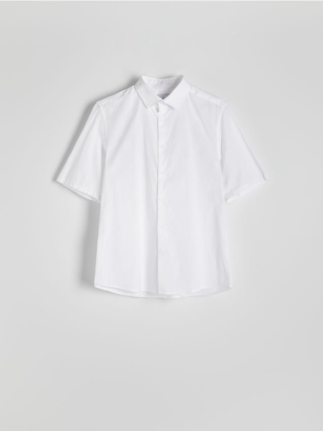 Reserved - Gładka koszula regular fit - biały