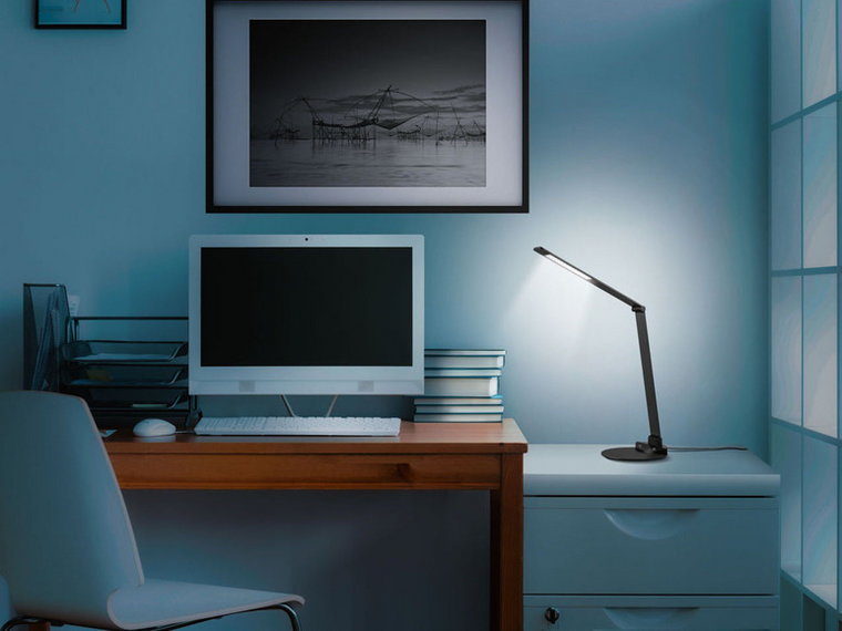 LIVARNO home Lampka biurkowa LED z portem USB (Czarny mat)