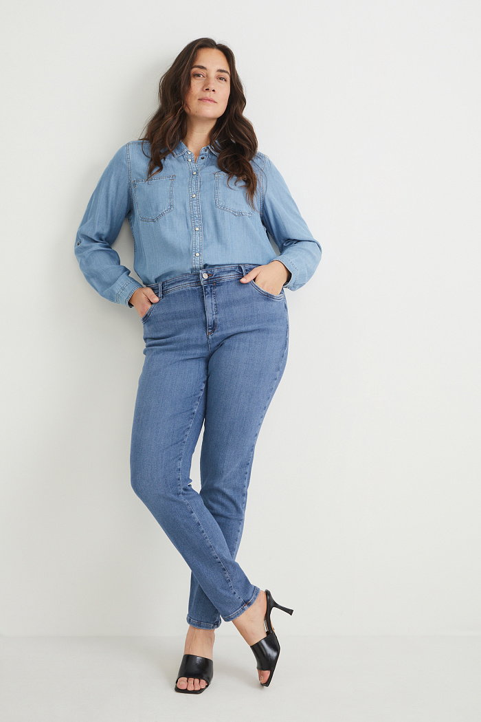 C&A Skinny Jeans-średni stan-One Size Fits More, Niebieski, Rozmiar: 44-48