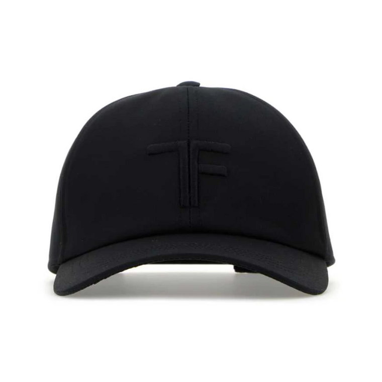 Elegancka czarna bawełniana czapka baseballowa Tom Ford