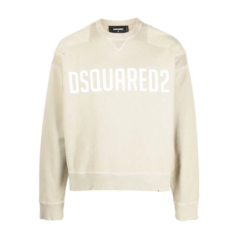 Beżowy Sweter z Wzorem Vintage Dsquared2
