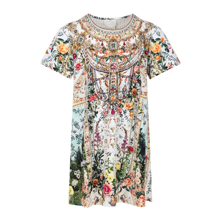 Wielokolorowa Sukienka z Kwiatowym Wzorem z Bawełny Camilla