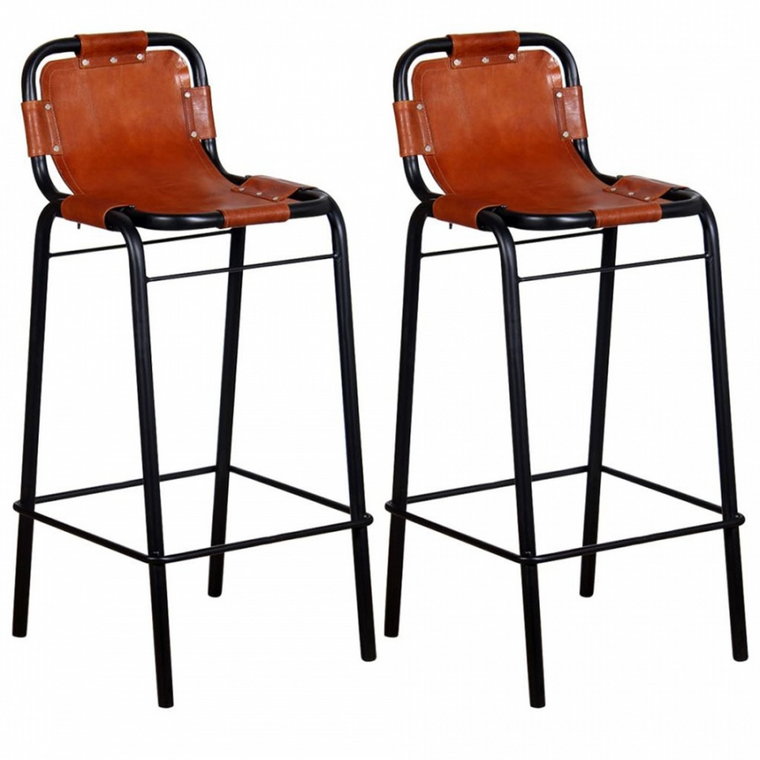 Krzesła barowe z prawdziwej skóry 2 szt. 46 x 45 x 94 cm kod: V-244248