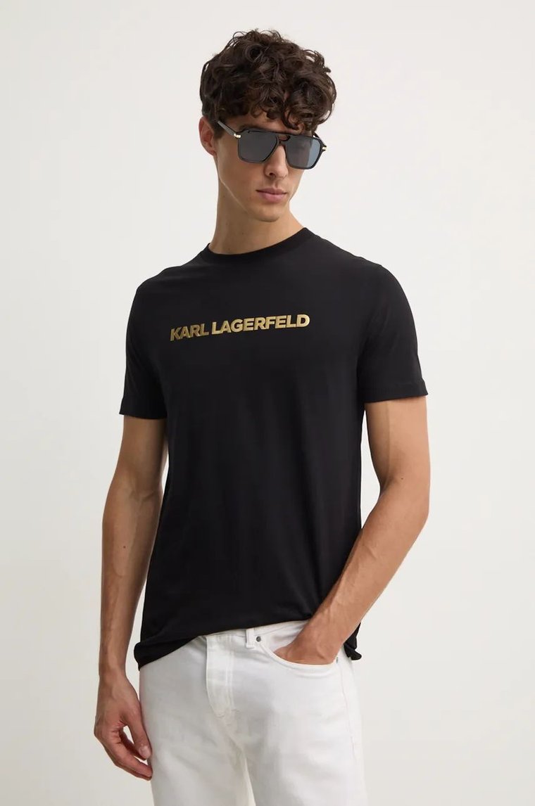 Karl Lagerfeld t-shirt męski kolor czarny gładki 544242.755065