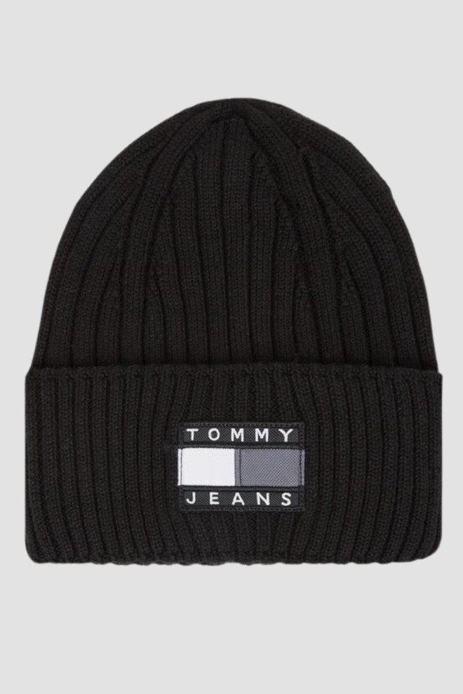 TOMMY JEANS Czarna czapka  bawełniana