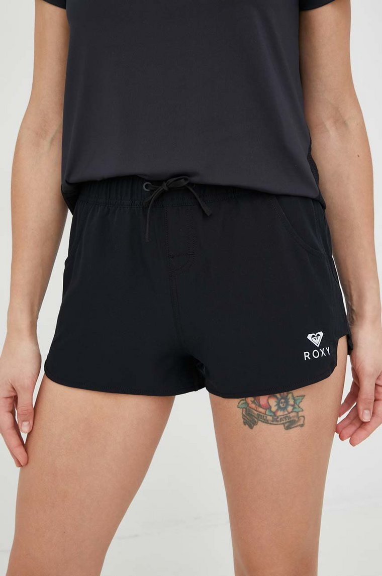 Roxy szorty damskie kolor pomarańczowy z nadrukiem high waist ERJBS03165