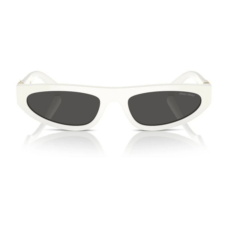 Nowoczesne okulary przeciwsłoneczne z białą oprawą i ciemnoszarymi soczewkami Miu Miu