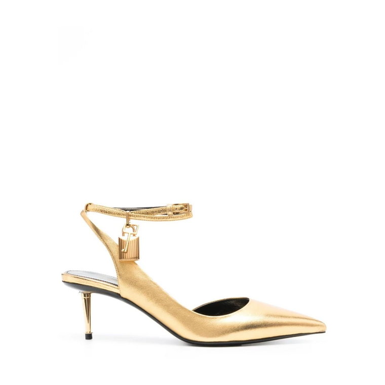 Złote Slingback Kitten Heel Pumps Tom Ford