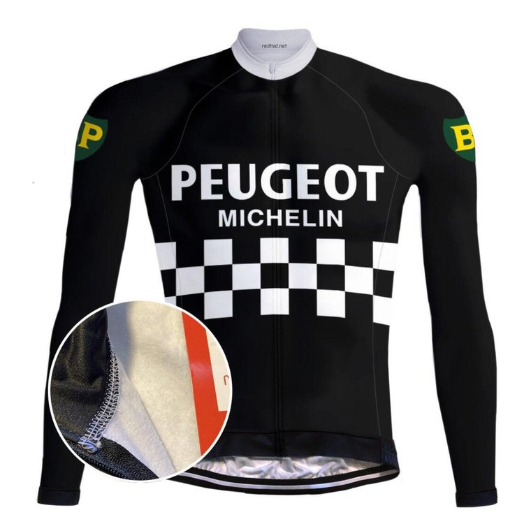 Camisola de ciclismo Retro Peugeot Preto (Velo) - VERMELHO