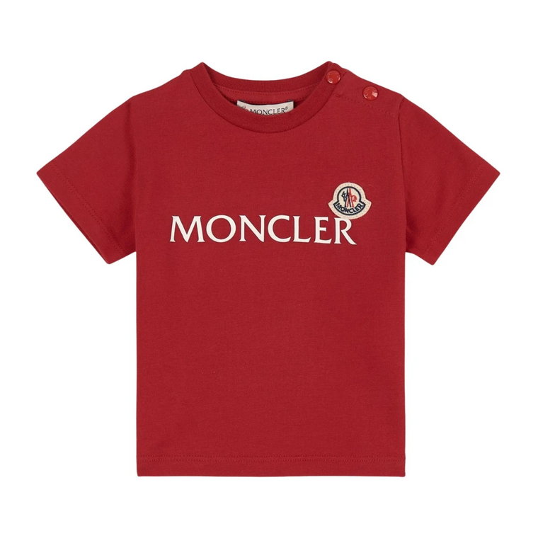 Czerwona Koszulka z Nadrukiem dla Chłopców Moncler