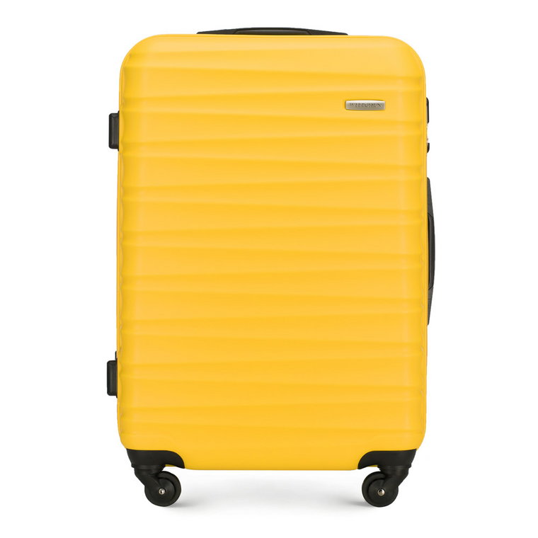 Średnia walizka z ABS-u z żebrowaniem żółta