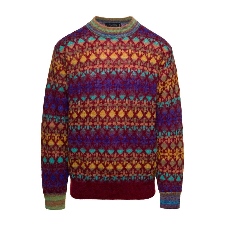 Kolorowy sweter z dekoltem w serek Dsquared2