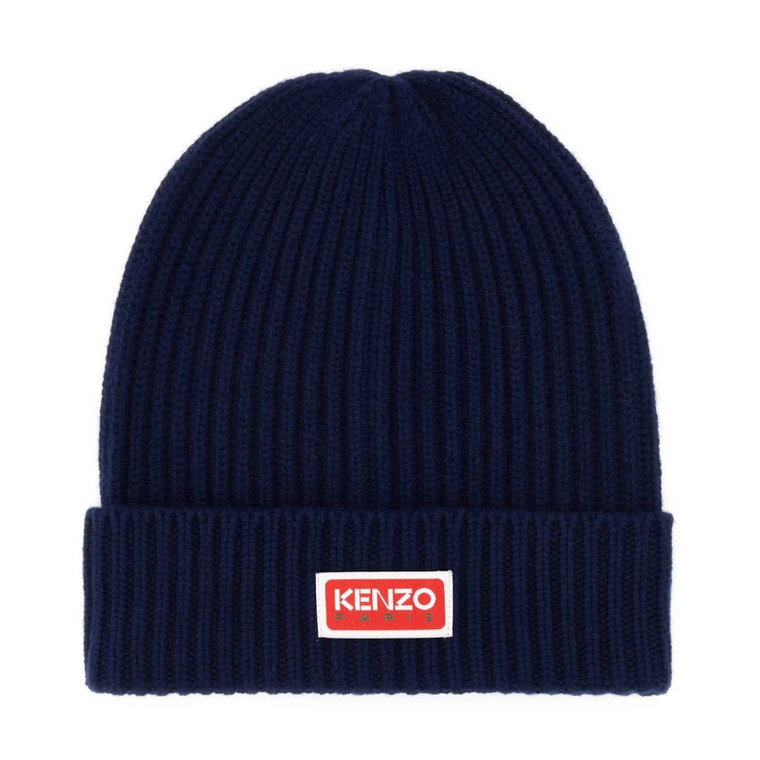 Ciemnoniebieska Rozciągliwa Wełniana Czapka Beanie Kenzo