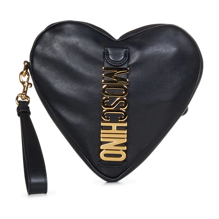 Czarna skórzana torebka w kształcie serca Moschino