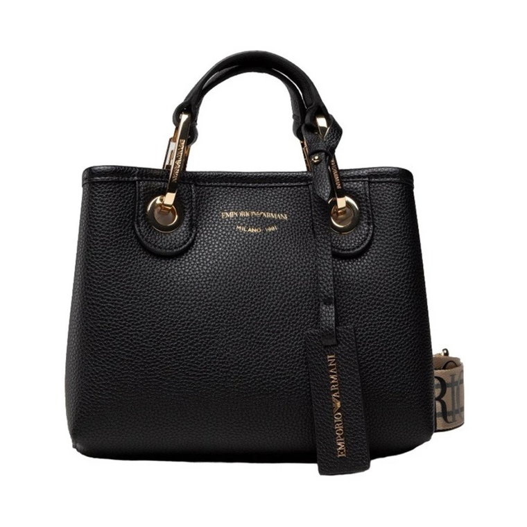 Czarna syntetyczna torba na zakupy dla kobiet Giorgio Armani