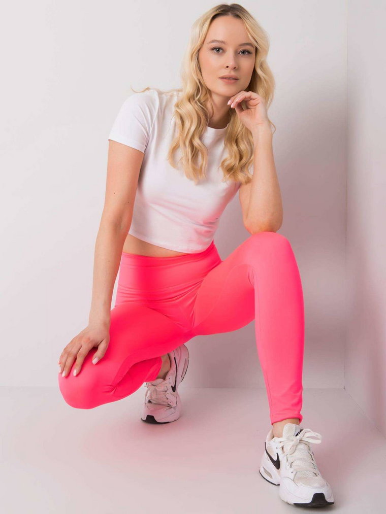 Leginsy legginsy fluo różowy sportowy casual