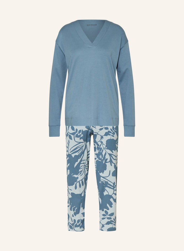 Schiesser Piżama 7/8 Modern Nightwear blau