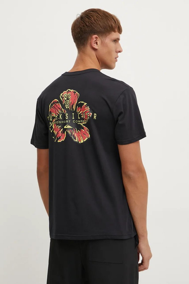 Quiksilver t-shirt Hibiscus Pop męski kolor czarny z nadrukiem EQYZT07918