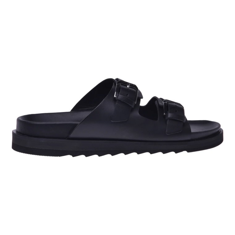 Slider sandals in black calfskin Baldinini