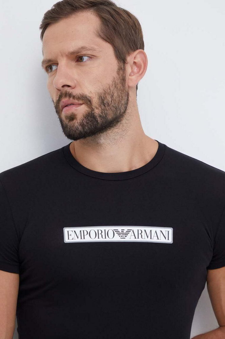 Emporio Armani Underwear t-shirt lounge kolor czarny z nadrukiem