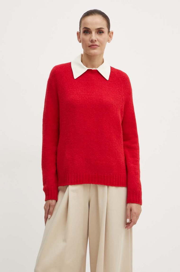 Weekend Max Mara sweter z domieszką wełny damski kolor czerwony  2425366111600