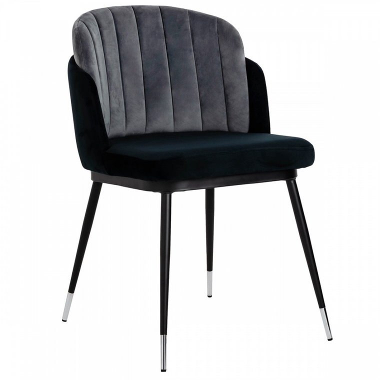 Krzesło MARCEL czarno szare - welur, podstawa czarno-srebrna kod: KH1201100124