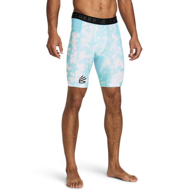 Męskie legginsy krótkie treningowe Under Armour Curry HG Prtd Shorts - niebieskie