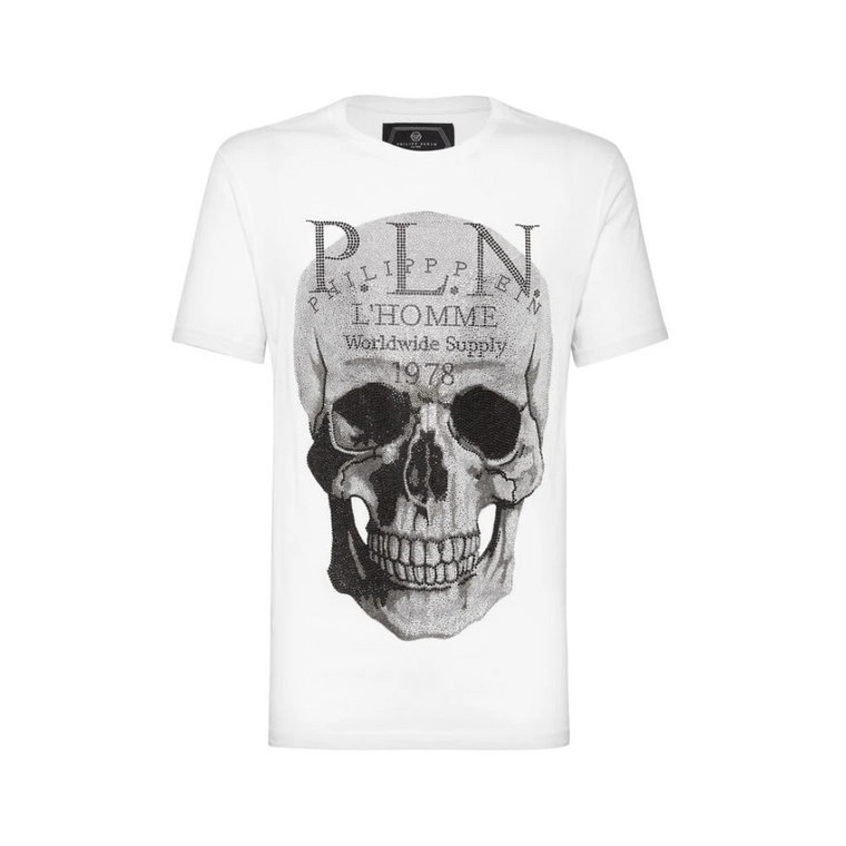 Biała koszulka Platinum Cut z motywem czaszki Philipp Plein