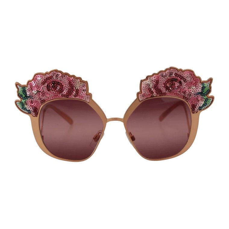 Pink Gold Rose Sequin Embroidery Dg2202 Sunglasses Dolce & Gabbana