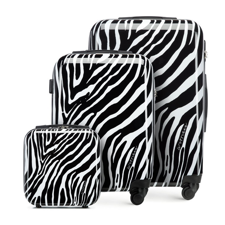 Komplet walizek z ABS-u w zwierzęcy wzór biało-czarny