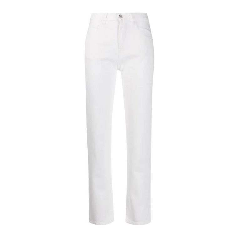 Białe Jeansy z Logo Proste Nogi Moncler