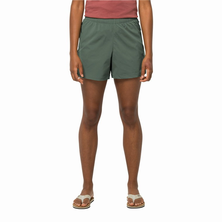 Krótkie spodenki damskie Jack Wolfskin WANDERTHIRST SHORTS W hedge green - 36