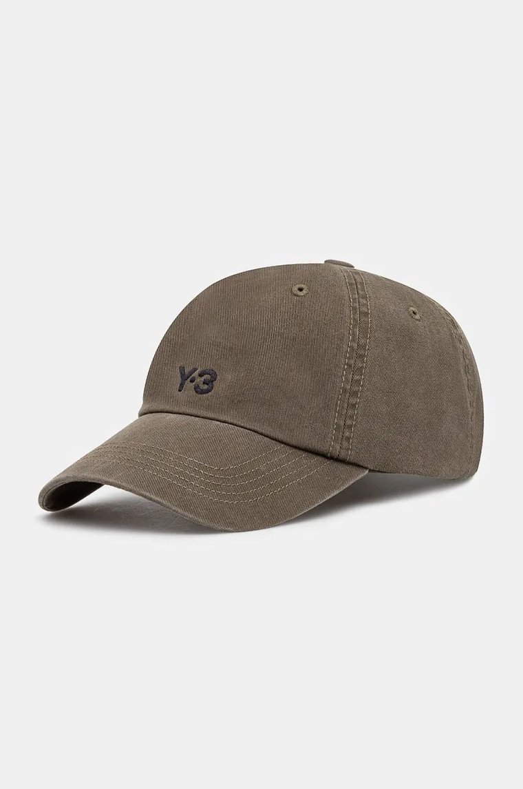 Y-3 czapka z daszkiem bawełniana Dad Cap kolor zielony gładka JJ3948