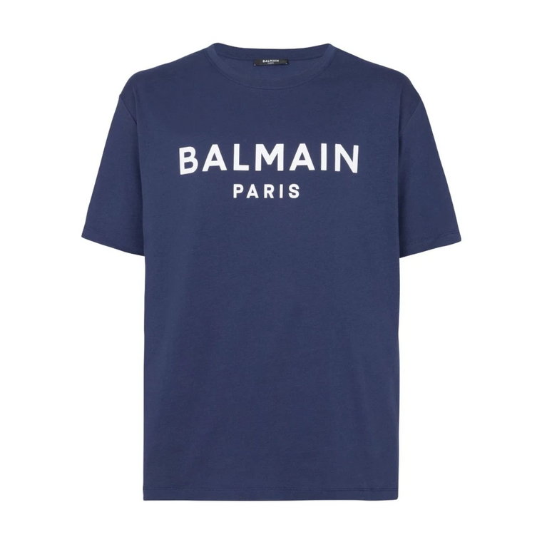 Niebieskie Koszulki i Polo z Logo Balmain